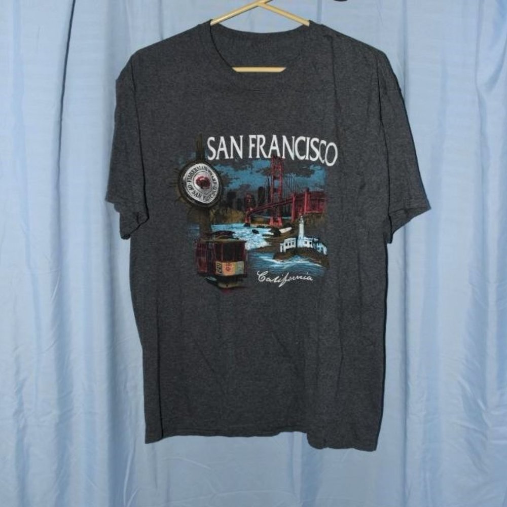San Francisco Tee Shirt Top Fisherman's Wharf Vintage Collectible Size L Heather